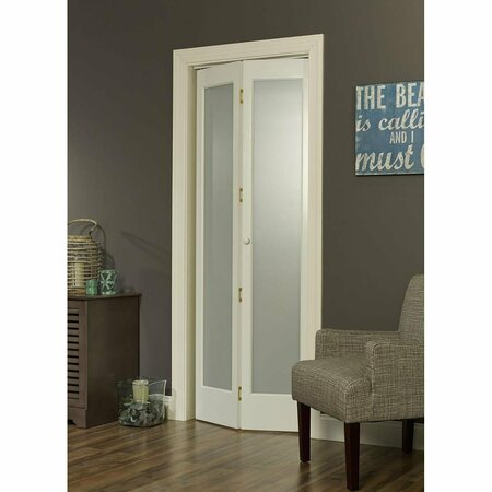 AMERICAN WOOD 24 x 80 in. Full Glass Frosted Bifold Door, Unfinished Pine 833720